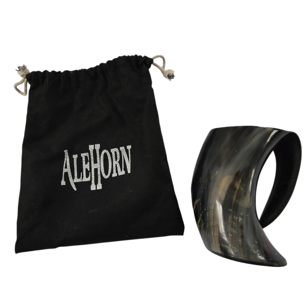 ALE HORN Beer Drinking Tankard Horn Mug with Bag
